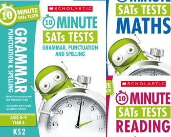 Scholastic Year 4 10 Minute Tests [3 BOOKS] KS2 SATs English, GPS and Maths