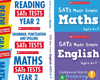 Scholastic Year 2 Exam Revision Pack [5 BOOKS] KS2 SATs revision guides and practice tests for Maths and English